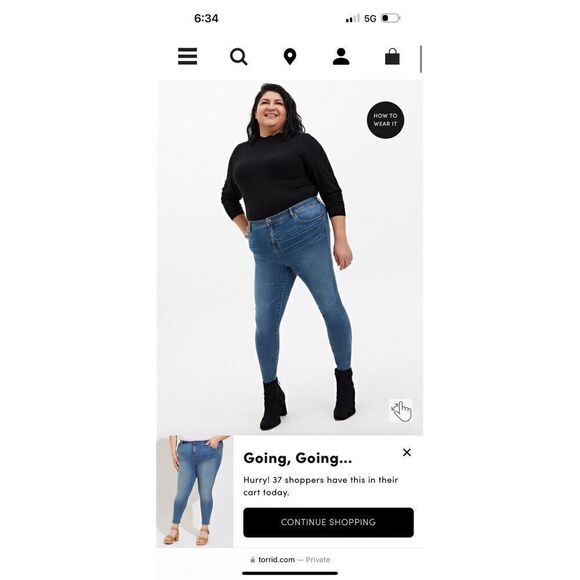 Torrid 16r midrise super skinny blue jean/denim jegging legging nwt - Picture 6 of 7